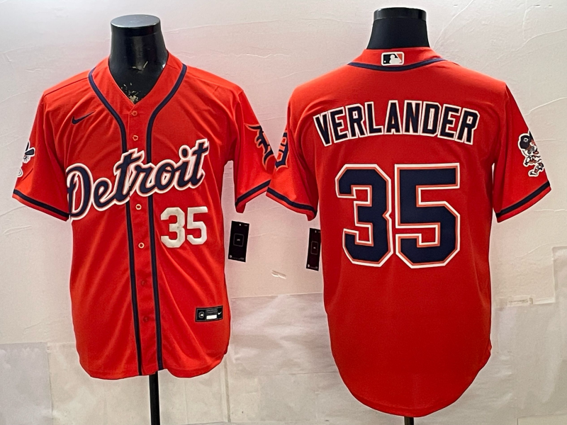 Men Detroit Tigers #35 Verlander orange Game Nike MLB Jersey0321009->detroit tigers->MLB Jersey
